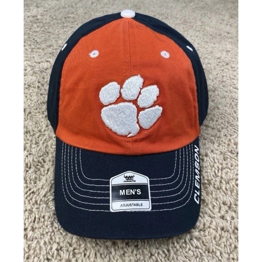 Clemson Tigers Hat Adjustable Black Orange NCAA Raised Paw‎ Curved Bill Dad Cap
